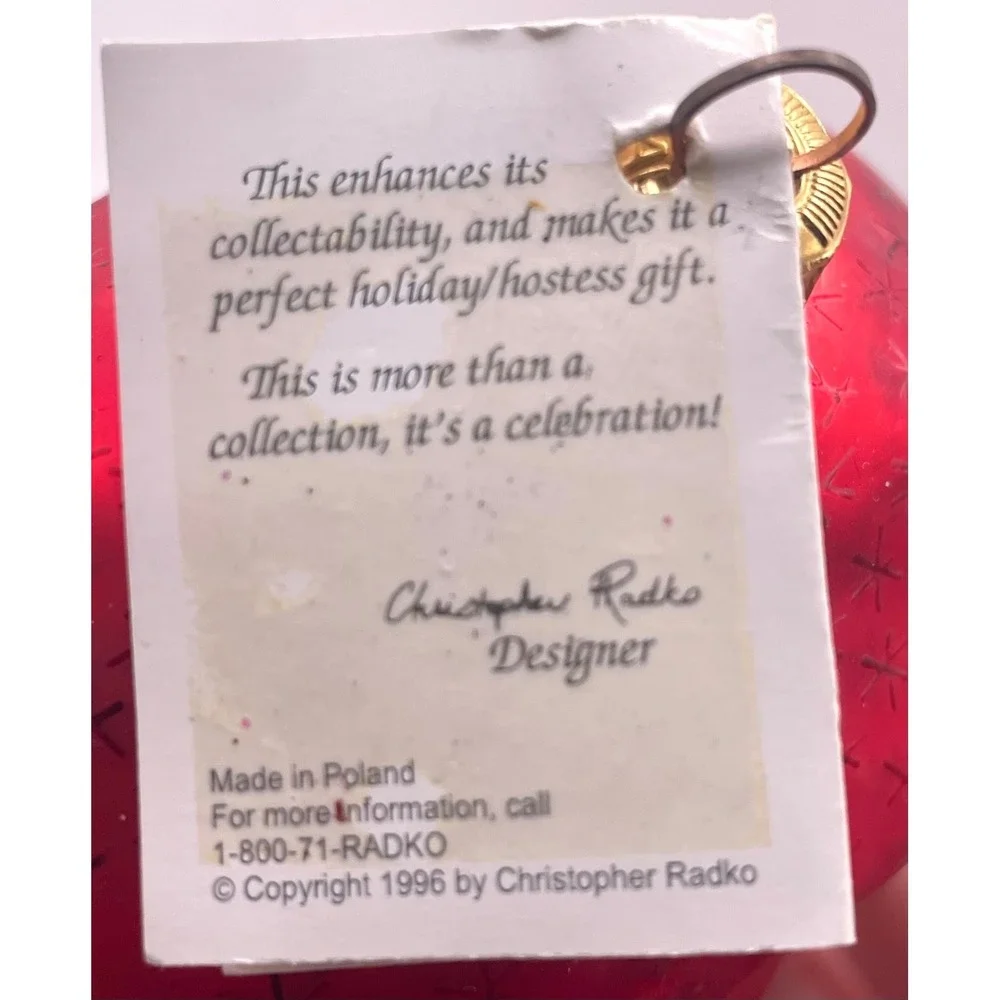 Christopher Radko JOLLY‎ ELF Ornament Santa Red Hooded Face star 6
